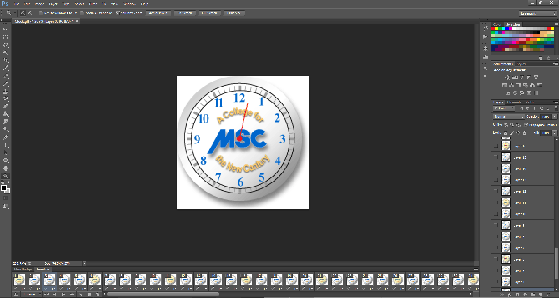 Animated Clock in Adobe ImageReady.