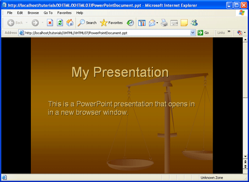 Powerpoint presentation in a browser window.